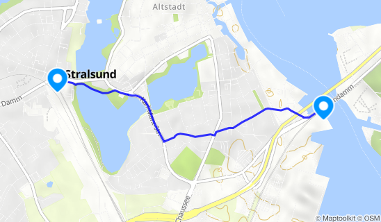 Kartenausschnitt Bahnhof Stralsund Hbf